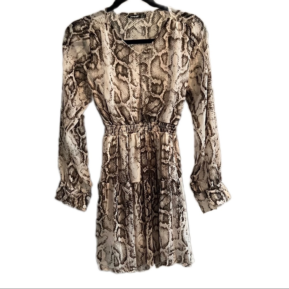 Firesh S size long sleeve button colorful mini dress